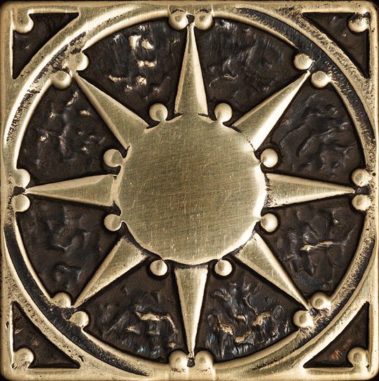 Латунная вставка Солнце 50x50 Бронза